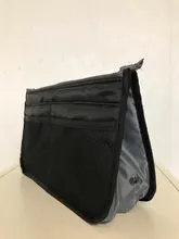 Organizador de viaje de nailon para mujer, bolso grande líneas, maquillaje, cosmético