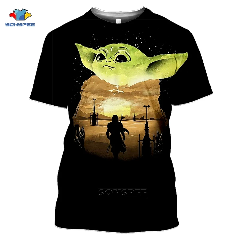 

SONSPEE Lovely Baby Yoda Mandalorian T Shirt Men 3D Print Star Wars T-shirts Homme Short Sleeve Leisure Harajuku Tee Shirt Women