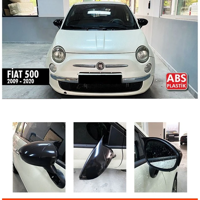 FIAT 500 Mirror Covers in Carbon Fiber - Red Lower Portion