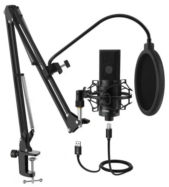 Микрофон Fifine K780 (Black) с регулируемой стойкой амортизирующее крепление для