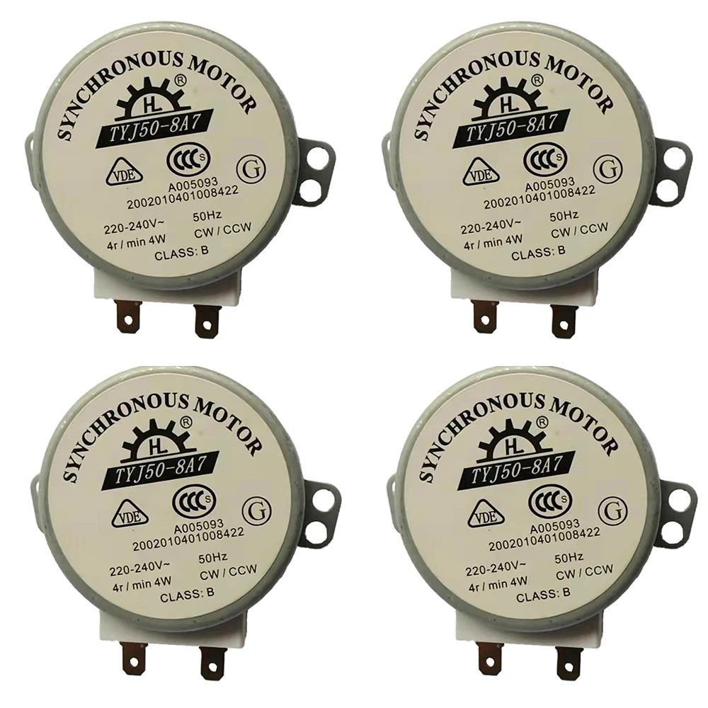 4pcs/ Microwave Oven Tray Motor 220-240V 4W 50Hz CW/CCW Microwave Turntable Synchronous Motor for Air Blower TYJ50-8A7 49TYZ-A2
