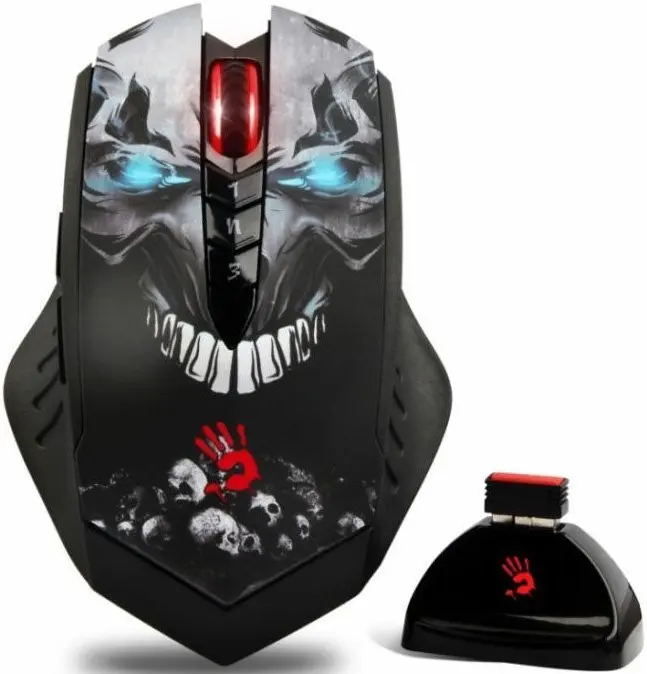 Мышь A4Tech A4 Bloody R80 Skull черный/рисунок оптическая (4000dpi) беспроводная USB (8but) |