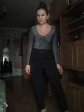 Toplook-body cruzado reflectante para mujer, traje sexy de manga larga con cuello en V para otoño e invierno, bodycon para fiesta y club, cuerpo sólido