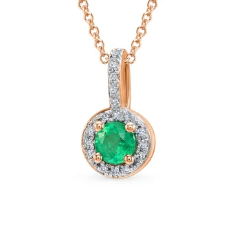 

Gold pendant with emerald and diamonds sunlight sample 585