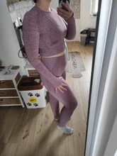 Gym Clothing Leggings Sportswear Crop-Top Yoga-Set Fitness Long-Sleeve Seamless Workout