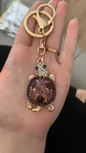 Llavero creativo de diamantes de imitación para mujer, serie con diseño marinero, Tortuga pequeña, llavero de coche, accesorios para bolso, llavero de animal, colgante de metal