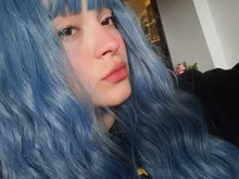 Wigs Bangs Afro Synthetic-Hair Cosplay Water-Wave Daily Party Black GEMMA White Blue