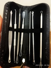Agujas de acero inoxidable para extraer espinillas, agujas para acné, granos, imperfecciones, herramientas de belleza para el cuidado de la piel facial, 7 Uds./1 Juego