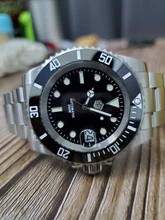 San Martin -Reloj de cuarzo con cristal de zafiro, pulsera de reloj mecánico, automático, con esfera de cerámica y con fecha