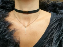 Gargantilla de terciopelo negro para mujer, collar de tira de cuerda, barra cuadrada, tira de tubo, Gargantilla, collar para mujer, 2021