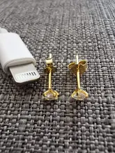 CANNER-Pendientes de plata de ley 925 auténtica para mujer, Mini Pendientes de tuerca de cuatro garras, Diamante de circonita, joyería Coreana de oro