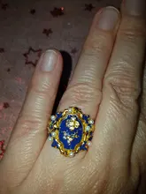 Anillo de flores esmaltado en azul y tinta chapada en oro Vintage, anillos de Signet grabados de diseño Simple para hombre, joyería gótica Punk para fiesta