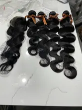 Mechones de cuerpo ondulado con cierre, cabello humano Remy de 30, 32, 34 y 36 pulgadas con cierre de encaje, 3 mechones brasileños con cierre