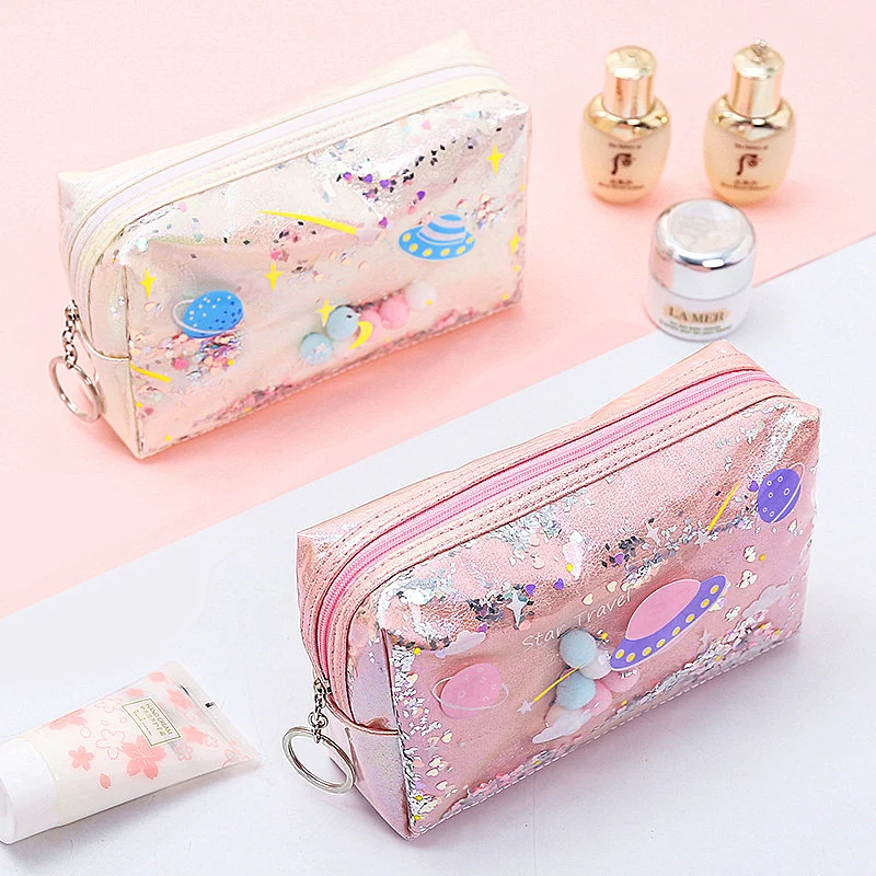 

Planet Printed Cosmetic Storage Bag Creative Laser Quicksand Coin Purse Jewelry Make up Organizer Durable Sundries Storage Bags
