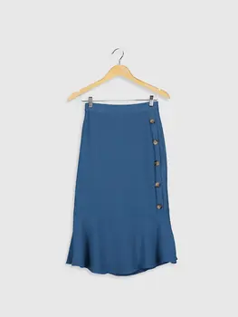 

Textured Fabric Flounces Button Detail Skirt