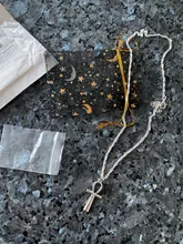 Collar sencillo con colgante de Cruz egipcia para mujer, gargantilla de aleación de Zinc, Estilo Vintage europeo, Color plateado