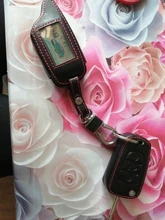 3 botones de cuero coche-estilo de cubierta para Starline B9 B6 A91 A61 Twage dos forma de sistema de alarma para coche llavero