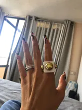 HUANZHI-Conjunto de anillos redondos de resina acrílica para mujer, colorido cuadrado geométrico, con diamantes de imitación, regalo de fiesta, 2021