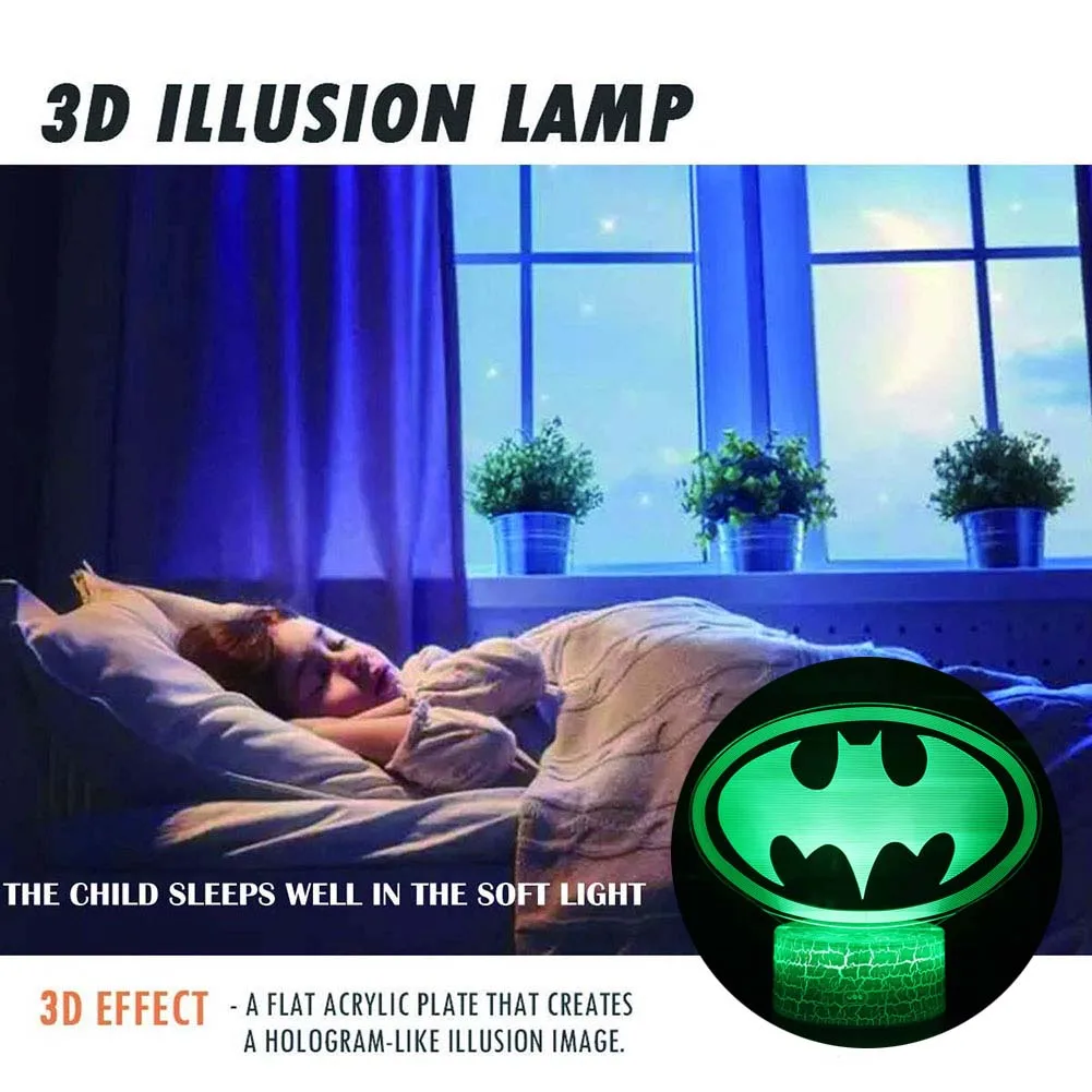 Супергерой ночные светильники логотип БЭТМЭН модель светодиодный светильник декор для детских комнат Бэтмен огни с пультом дистанционного управления для детей Рождество