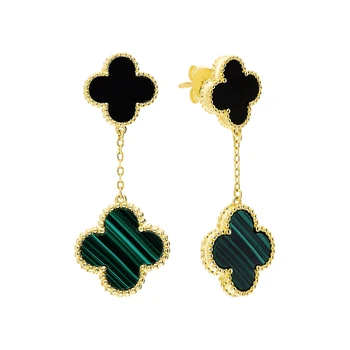 

Silver earrings with onyx and malachite sunlight sample 925