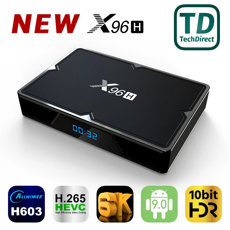 

New X96H smart tv box android 9.0 Allwinner H603 Quad-core 4G32GB/64GB 6K 2.4G&5GHz Wifi BT android Media player set top