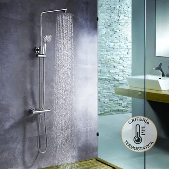 

Kibath shower Column thermostatic Extra Long ROU Round extendable from 100 to 150cm. Sprayer 20cm and handle round