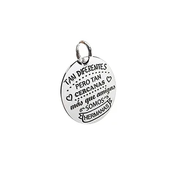 

Pendant 925 Sterling silver m sheet 20mm. Smooth round message friend dedication