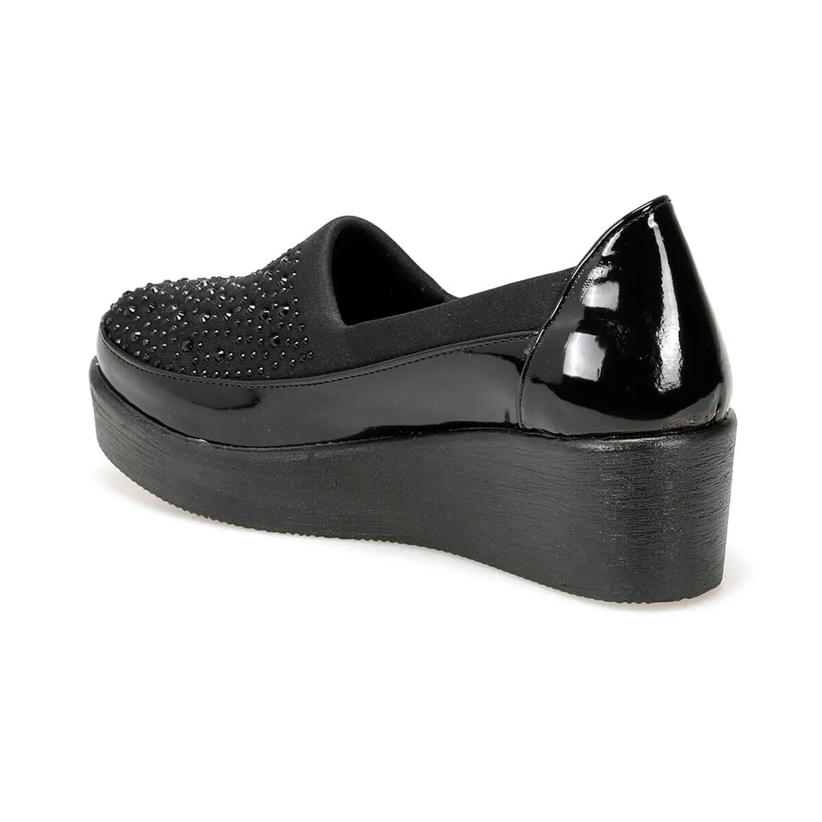 FLO STS003-19SK Black Women 'S Wedges Shoes Travel Soft