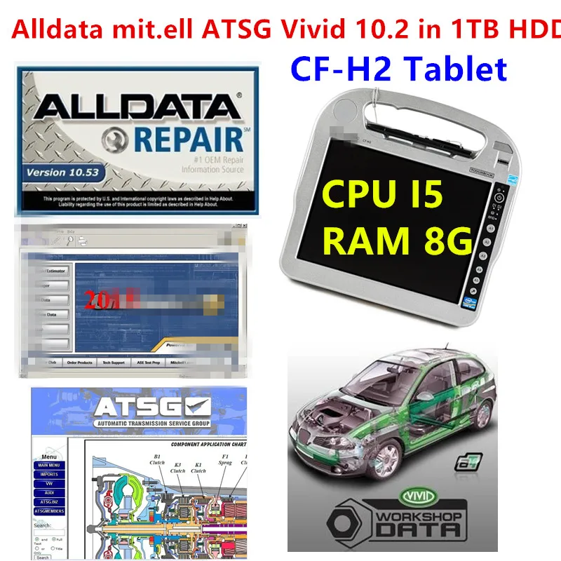 Per Panasonic Cf-H2 Tablet Alldata V10.53 Software Di Riparazione Automatica Mit.Hell Atsg 2017 1Tb Hdd Installato Cf H2 I5 8G Laptop Toughbook
