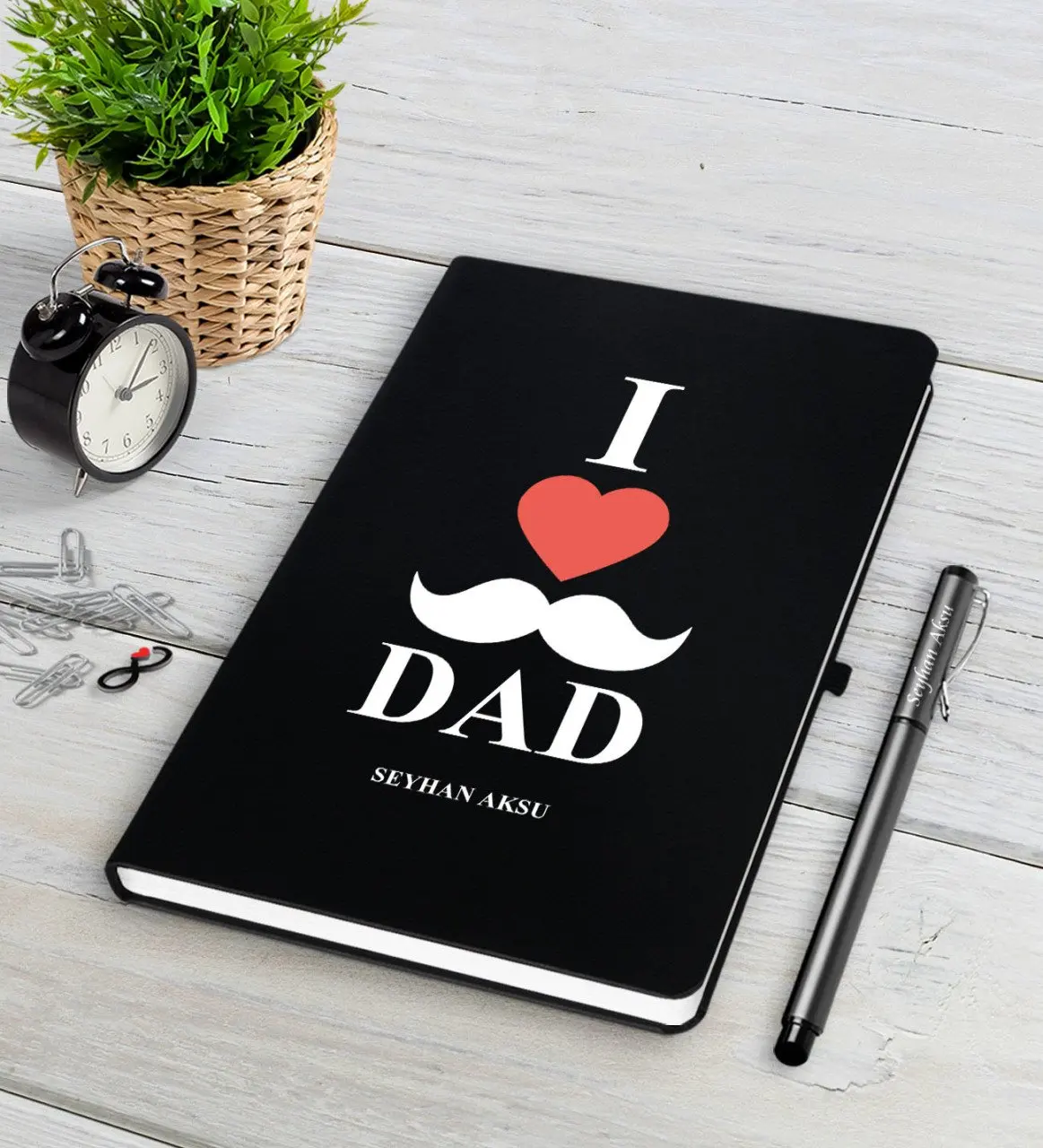 Персонализированная черная ручка для записной книжки Love Papa | Дом и сад