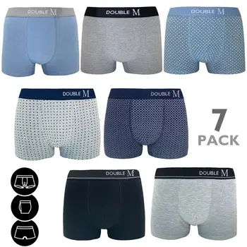 

Doublem, Pack 7 PCs Boxer shorts, cotton, with comfortable elastic for men, available in sizes M,L,XL,XXL