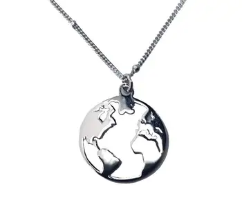 

Choker Necklace Silver World Map