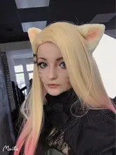 L-Email Wig Blonde Ahri Cosplay Synthetic-Hair KDA Baddest Heat-Resistant with LOL Ears