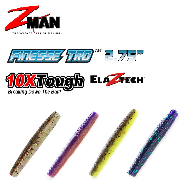 ZMAN FINESSE TRD Fishing Lures 8pcs/bag Soft Baits 70mm 10X Tough ElaZtech  Meterial Saltwater Worm Reusable Packaging