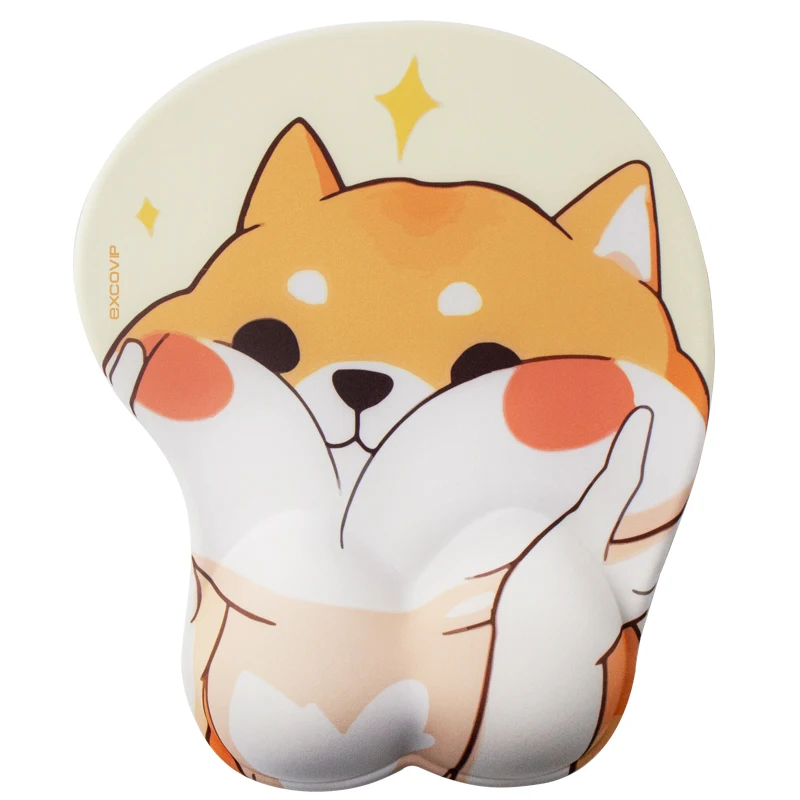 손목 나머지와 EXCO 3D 인체 공학적 마우스 패드 만화 고양이 비 슬립 마우스 매트 EVA 팔찌 게임 컴퓨터 사무실 PC Mousepad