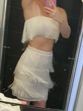 Tobinoone 2021 nuevo mujeres verano borla elegante vestido Club vestido de fiesta Sexy hombro embellecido con borlas Mini vestido