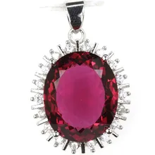 28x20mm SheCrown Большой овальный 18x15mm создан розовый турмалин серебряный кулон