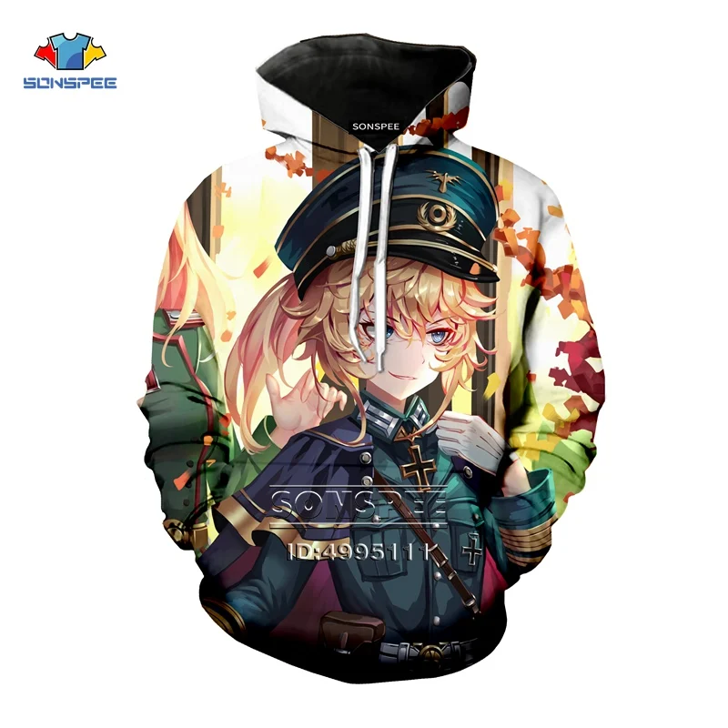 Saga of Tanya the Evil Yojo Senki, 3D принт, мужские и женские толстовки с капюшоном, мужские толстовки, пуловеры, повседневные топы, одежда больших размеров - Цвет: 17