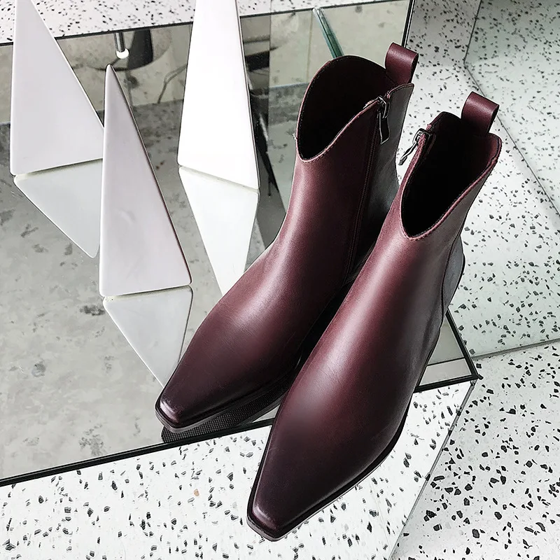 BHS/9011206 г. Шикарные женские модные ботинки челси из натуральной коровьей кожи на танкетке 5,5 см, на молнии