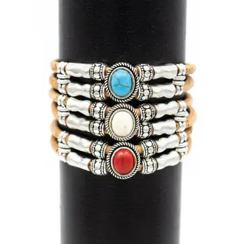 

Natural turquoise cork bracelet original handmade wood bracelet jewelry BR-192-MIX-6