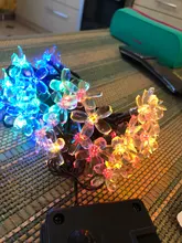 Garlands-Light Peach-Flower Led-String Christmas-Decor Solar-Lamp Garden Outdoor 5m 6V