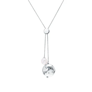 

Silver necklace with zirconium, pearls and cubic zirconium sunlight sample 925