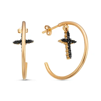 

Gold earrings made of 585 gold with stones: fianit, women's earrings, fashion jewelry, female.