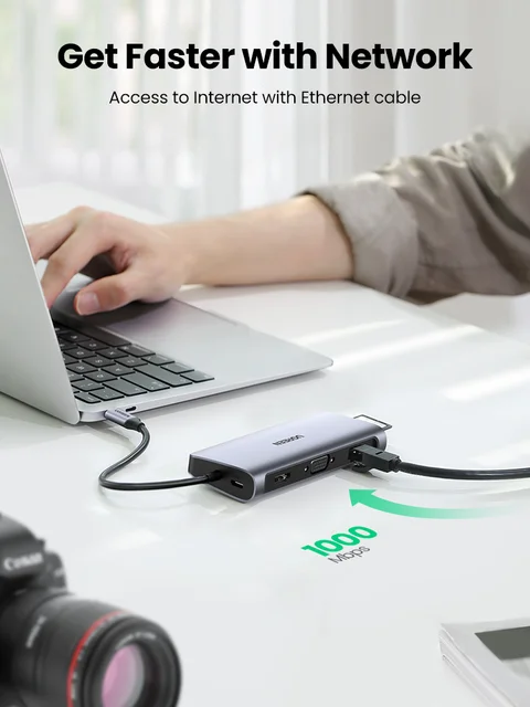 UGREEN USB C HUB 10 in 1 USB Type C to HDMI 4K USB 3.0 VGA PD 3.5mm Full Function HUB for MacBook/Pro/Air iPad Pro USB C HUB 4