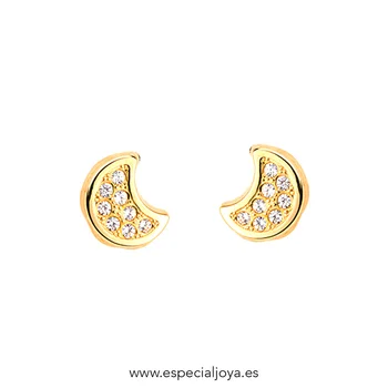 

OUTSTANDING GIRL gold 18 KT and circonitas moon shaped and LOCKNUT A thread