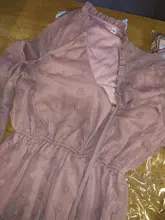 Las mujeres Rosa Vestido para damas apliques Vestido camisero de gasa de las mujeres cuello con volantes de manga larga cintura Mini Vestido de verano Vestido de