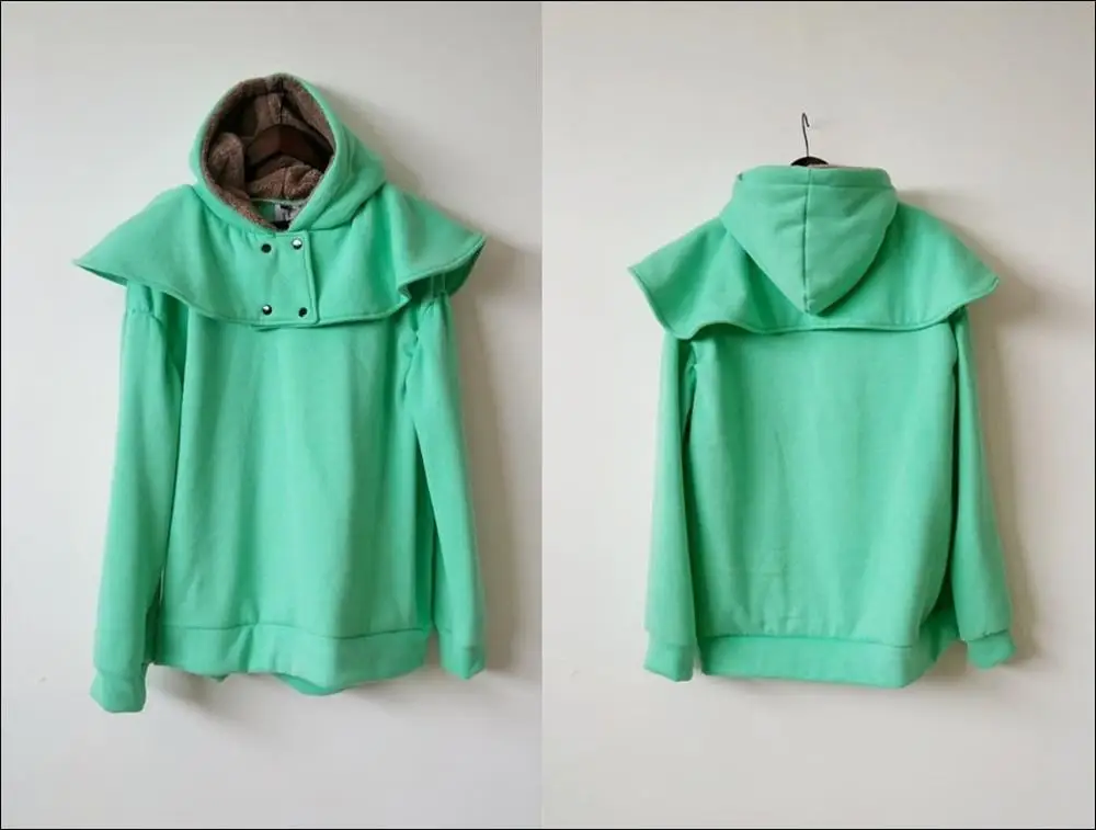 Cape Style Collar Pleated Hooded Sweatshirt Flared