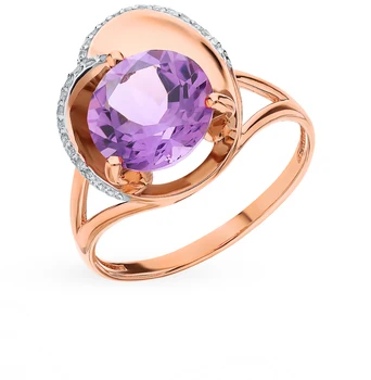 

Gold ring with amethyst and cubic zirconia sunlight sample 585