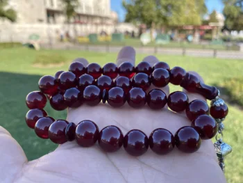 

Rare Gift Tasbih Ottoman Faturan German Cherry Amber Sandalous Misbaha Prayerbeads Rosary islam مسبحة