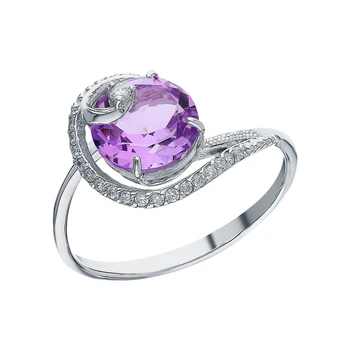 

Silver ring with amethyst and cubic zirconia sunlight sample 925